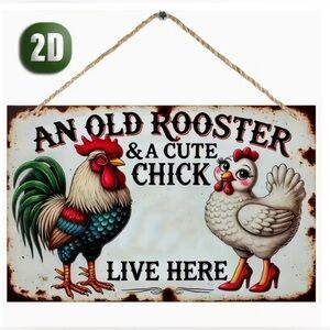 Rooster Chicken Quirky Wooden Wall Sign Wall Art New
NWT